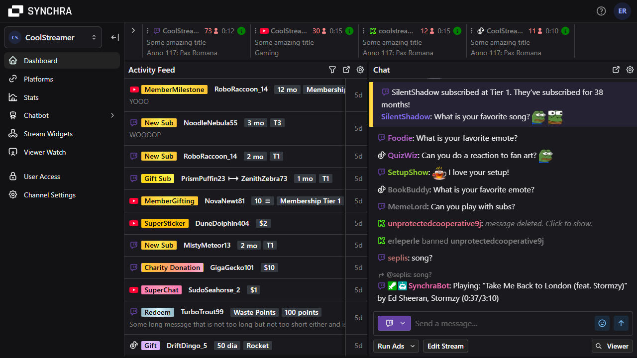 Synchra Dashboard Screenshot
